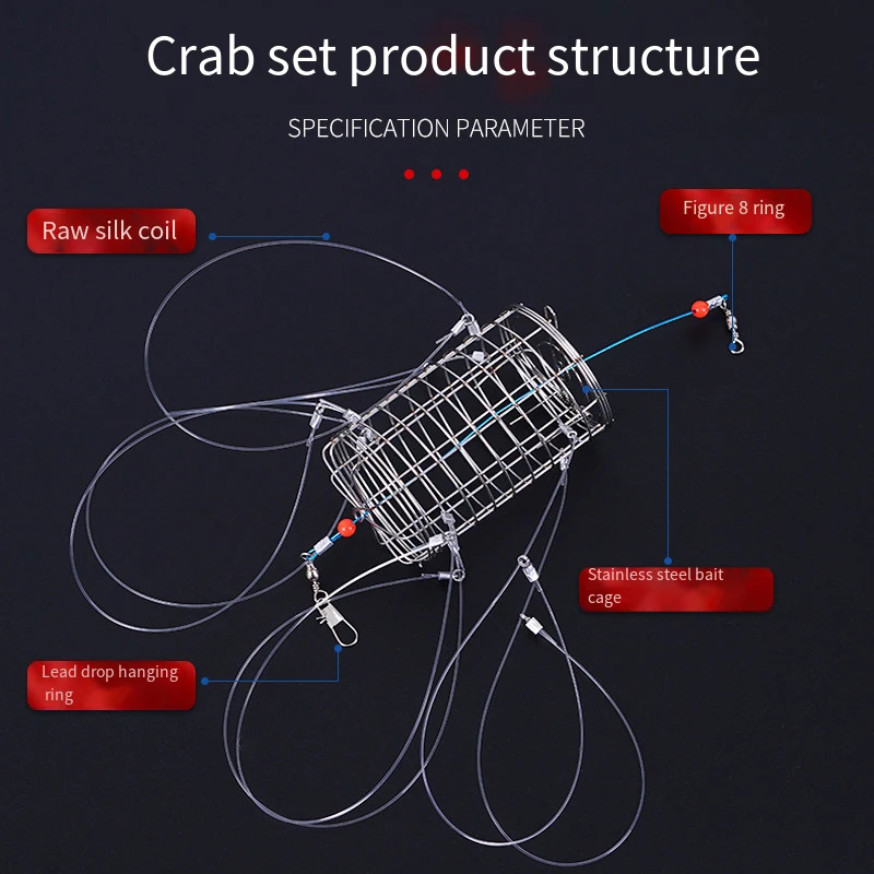 Herramienta para atrapar cangrejos, trampa para señuelos, jaula para cebo de acero inoxidable, alimentador de jaula para peces, aparejos de pesca, jaula adecuada para trampa para cangrejos y cangrejos - imagen 5