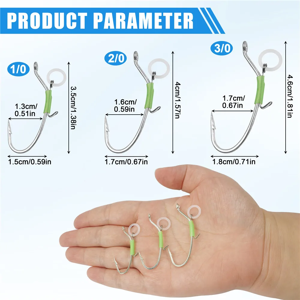 Anzuelos luminosos de acero inoxidable para camarón vivo en agua salada - imagen 5