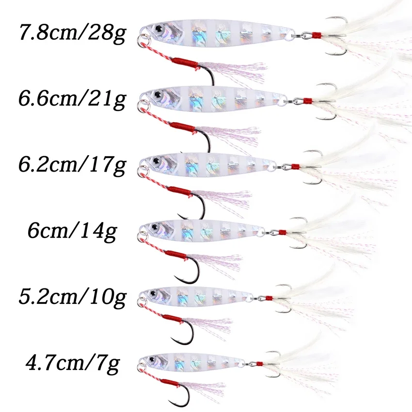 Plantilla de Metal de 7g, 10g, 14g, 17g, 21g, 28g, 40g, señuelos de Jigging de fundición de orilla de mar, plantillas, cuchara, juego de Señuelos de Pesca de agua salada, cebo Artificial, 10 Uds. - imagen 2