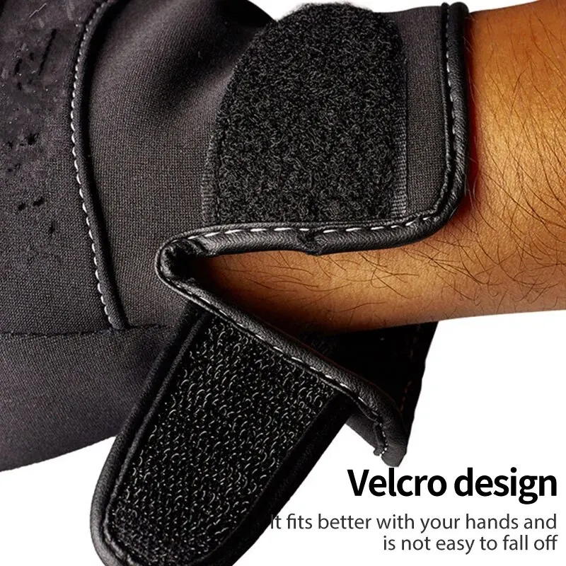 Guantes de cuero antideslizantes de 3 dedos para pesca, guantes cálidos sin dedos de PU para ciclismo, deportes al aire libre, invierno, 1 par - imagen 4