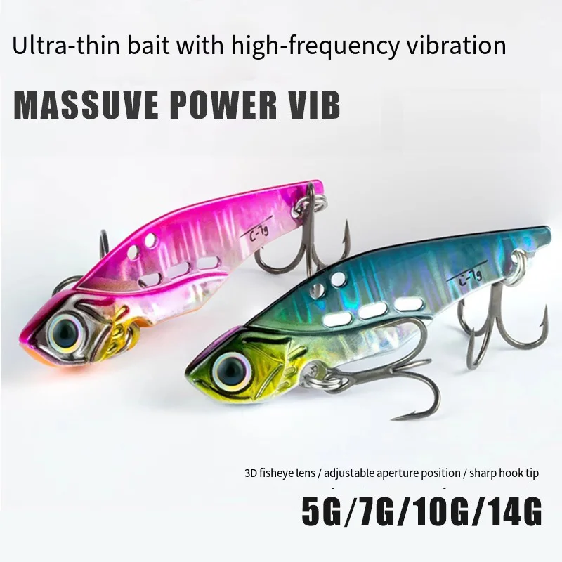 VIB-señuelo de pesca 3g 5g 7g 10g 14g, cuchara giratoria, fregadero de vibración, Jerkbait Swimbait, plantilla de Metal, cuchara, cebo Crankbait, cebos para lubina y trucha
