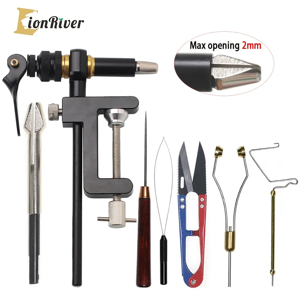 Lionriver 360 °   Tornillo de banco con abrazadera en C de rotación, gancho de asistencia para Jigging, tornillo de banco de encuadernación, mandíbula de acero endurecido, tornillo de banco para atar moscas, herramienta de fabricación de señuelos de pesca