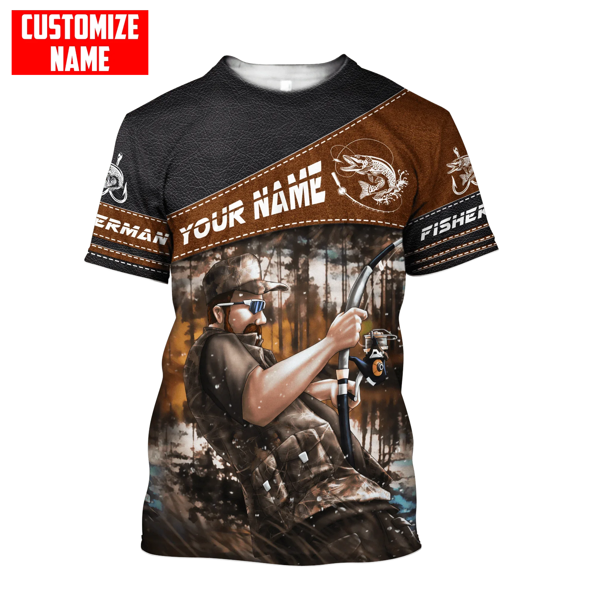 Camiseta personalizada con nombre de BASS FISHING 3D completamente estampada a la moda para hombre, pantalón corto informal Unisex de verano, camiseta de manga TX300 - imagen 2