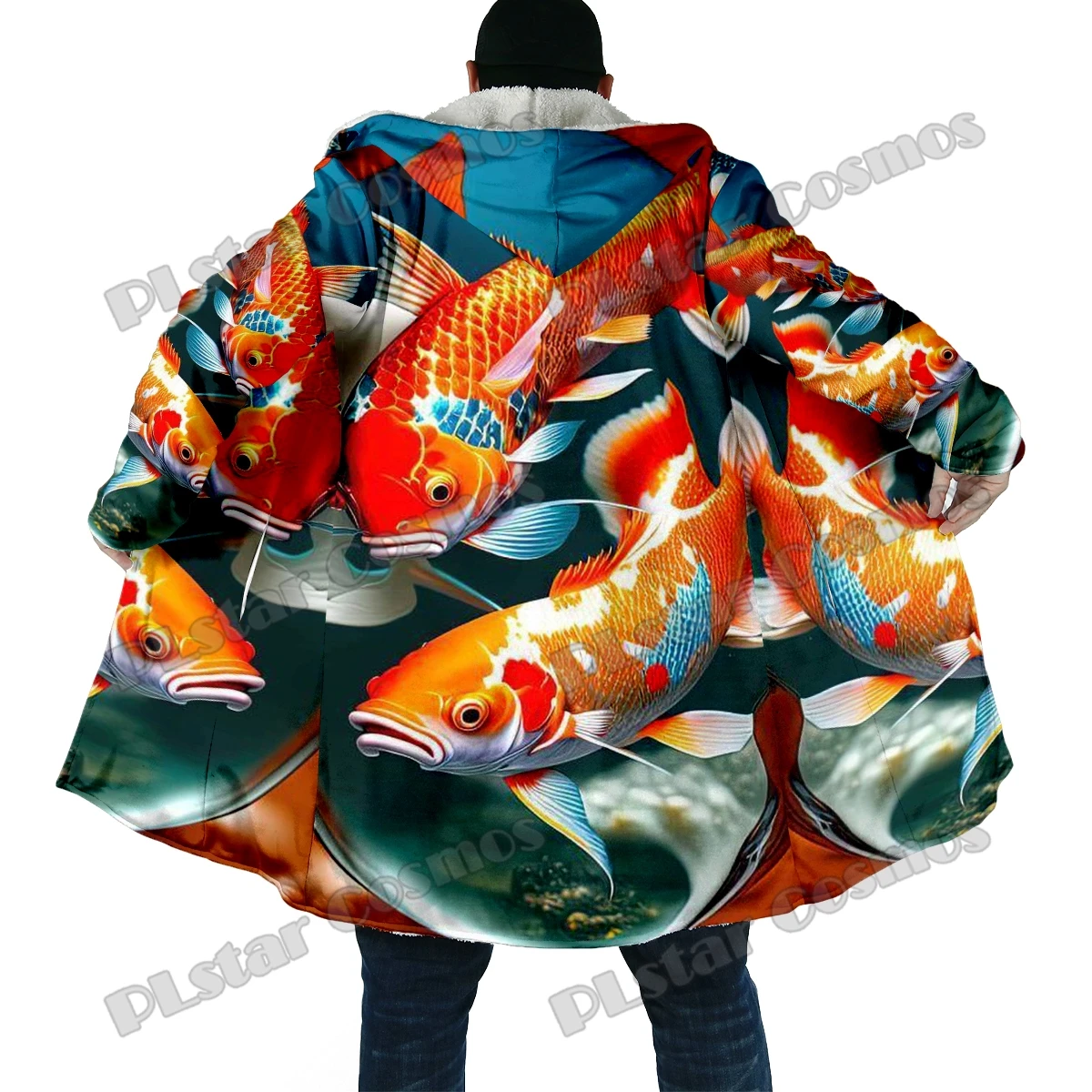 Capa Invernal de Pesca con Capucha – Estampado 3D de Pez Koi - imagen 5