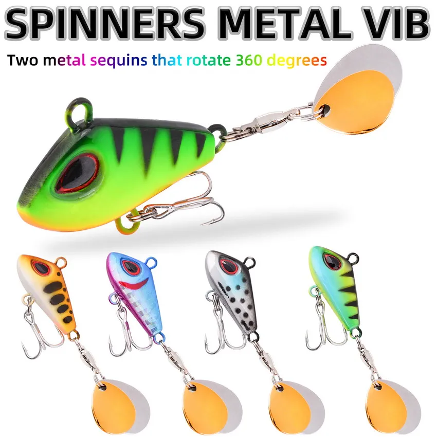 Juego de Señuelos de Pesca de doble lentejuelas VIB de Metal, 10 Uds., 8g, 12g, 15g, 20g, 28g, Pin de aparejos de pesca, Crankbair, Spinner de vibración, cebo que se hunde - imagen 5