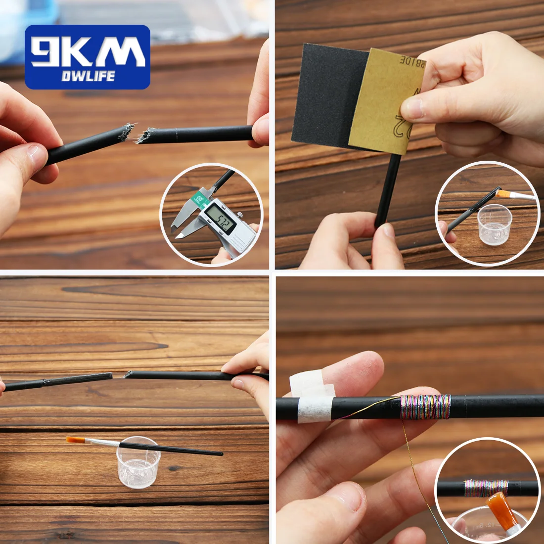 Kit de reparación de cañas de pescar, palos de fibra de carbono, Kit de construcción de postes, hilo de envoltura, agua salada, agua dulce, caña de fundición giratoria Ste, 3 uds. - imagen 5