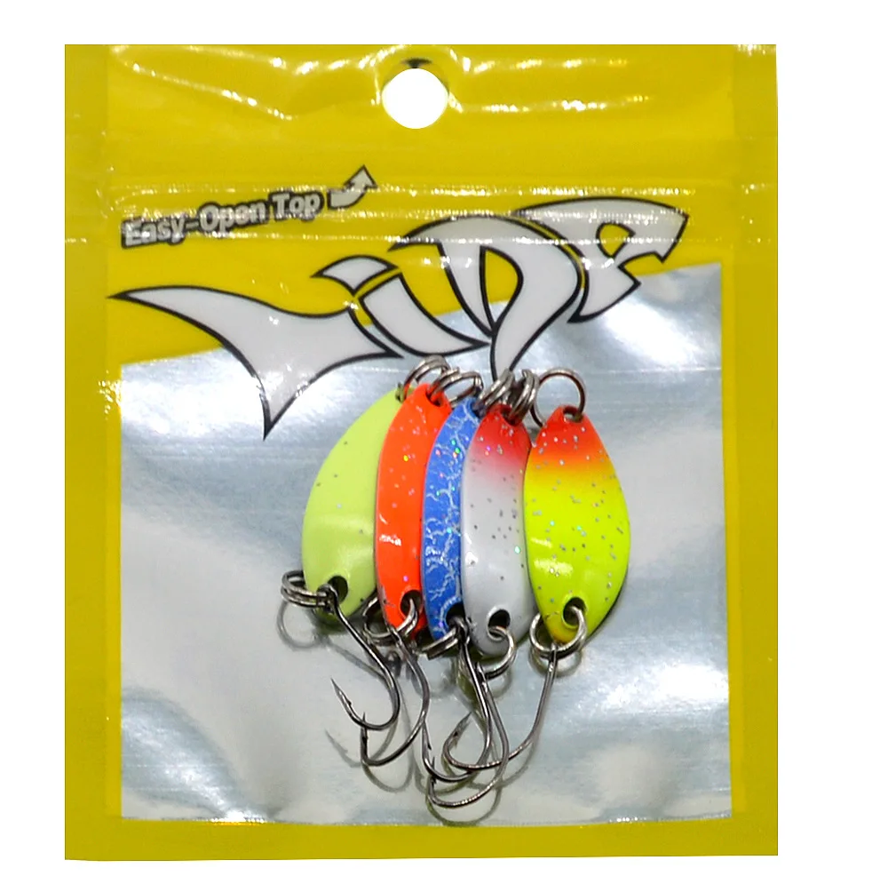 Señuelo tipo cuchara de pesca, 3g, pez Jigging, cucharas pequeñas de doble Color, un solo gancho, señuelos artificiales coloridos mandarín, bolsa de 5-10 piezas - imagen 3