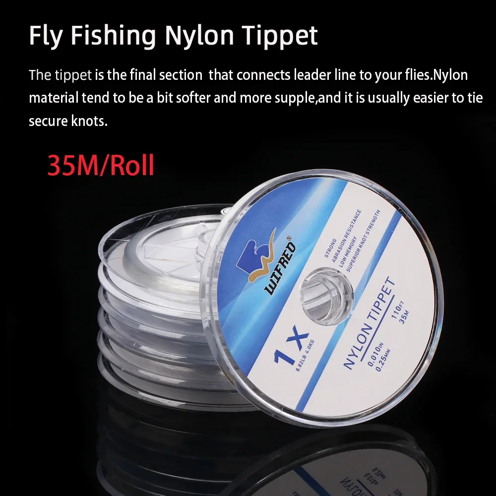 Wifreo-línea de pesca con mosca de 2 piezas, hilo de nailon transparente, soporte para Tippet, aparejos de pesca de trucha y lubina, 1X 2X 3X 4X 5X 6X - imagen 2