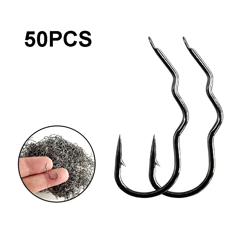 Anzuelo de Pesca en hielo para invierno, accesorio con tapa automática, anticaída, para carpa, 50 piezas, 1 #-10 # - imagen 3