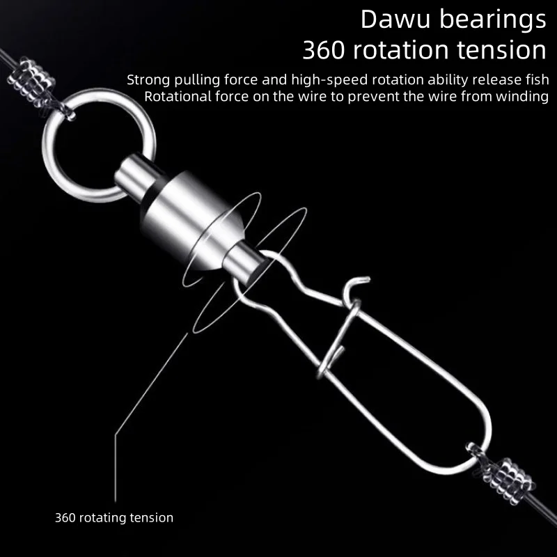 20 piezas conector giratorio a presión, Pin, rodamiento de bolas, Kit de hebilla de anillo rodante, línea de señuelo de Pesca, conectar herramientas de Pesca de bloqueo cruzado - imagen 5