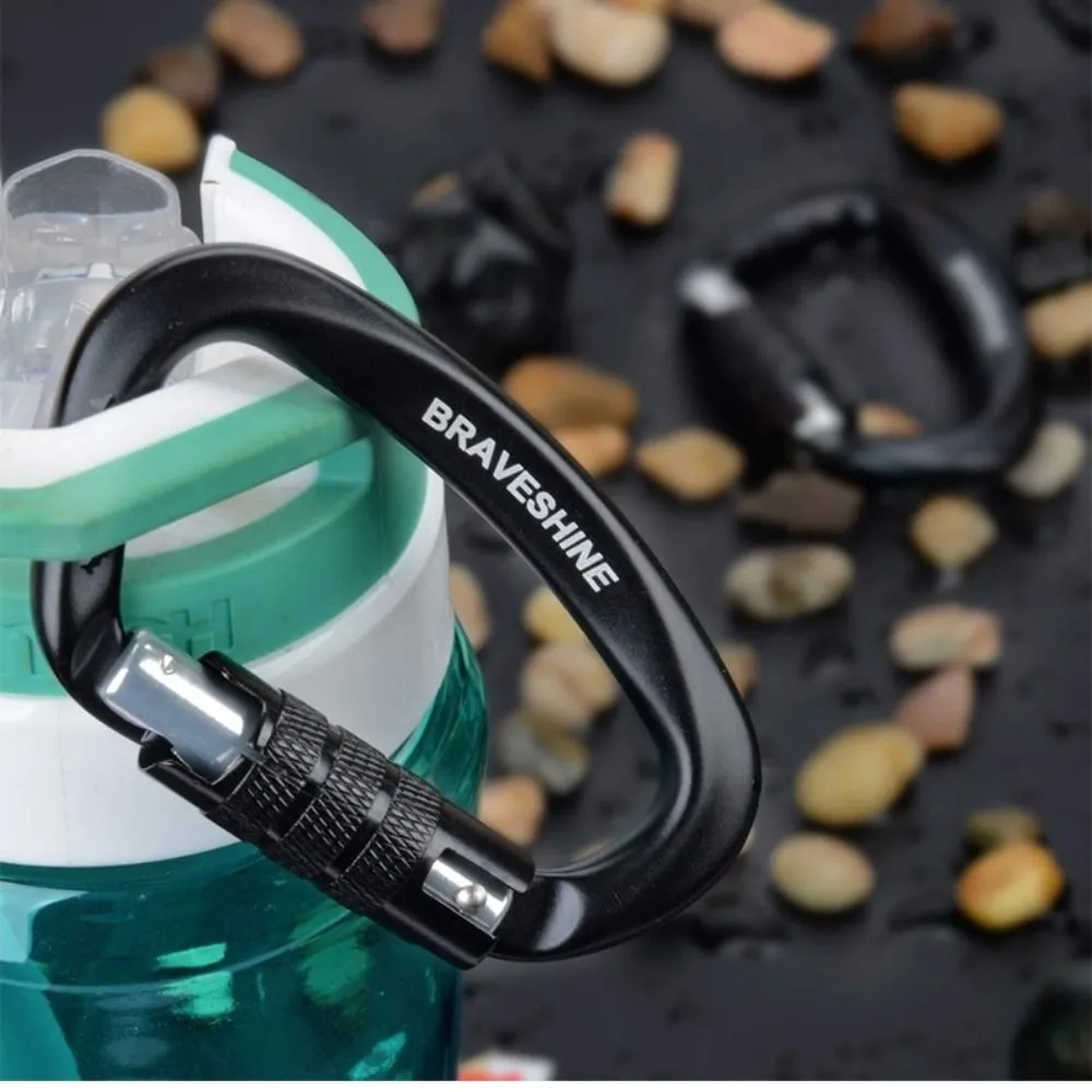 Mosquetón de seguridad profesional de 12KN, cerradura de seguridad de escalada multicolor de aluminio, ganchos para llaves en forma de D - imagen 3