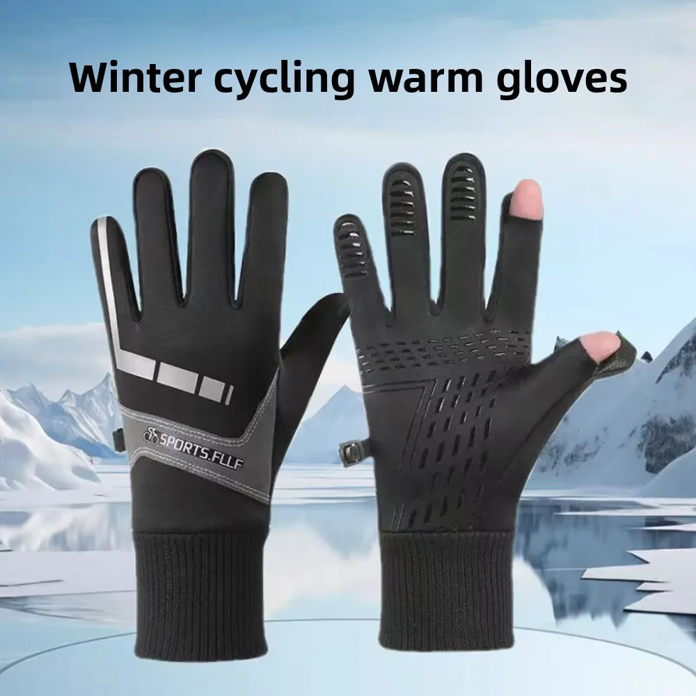 Guantes de ciclismo de invierno con pantalla táctil, hebilla de bloqueo, antideslizantes, gruesos, a prueba de frío, a prueba de viento, cálidos para exteriores - imagen 3
