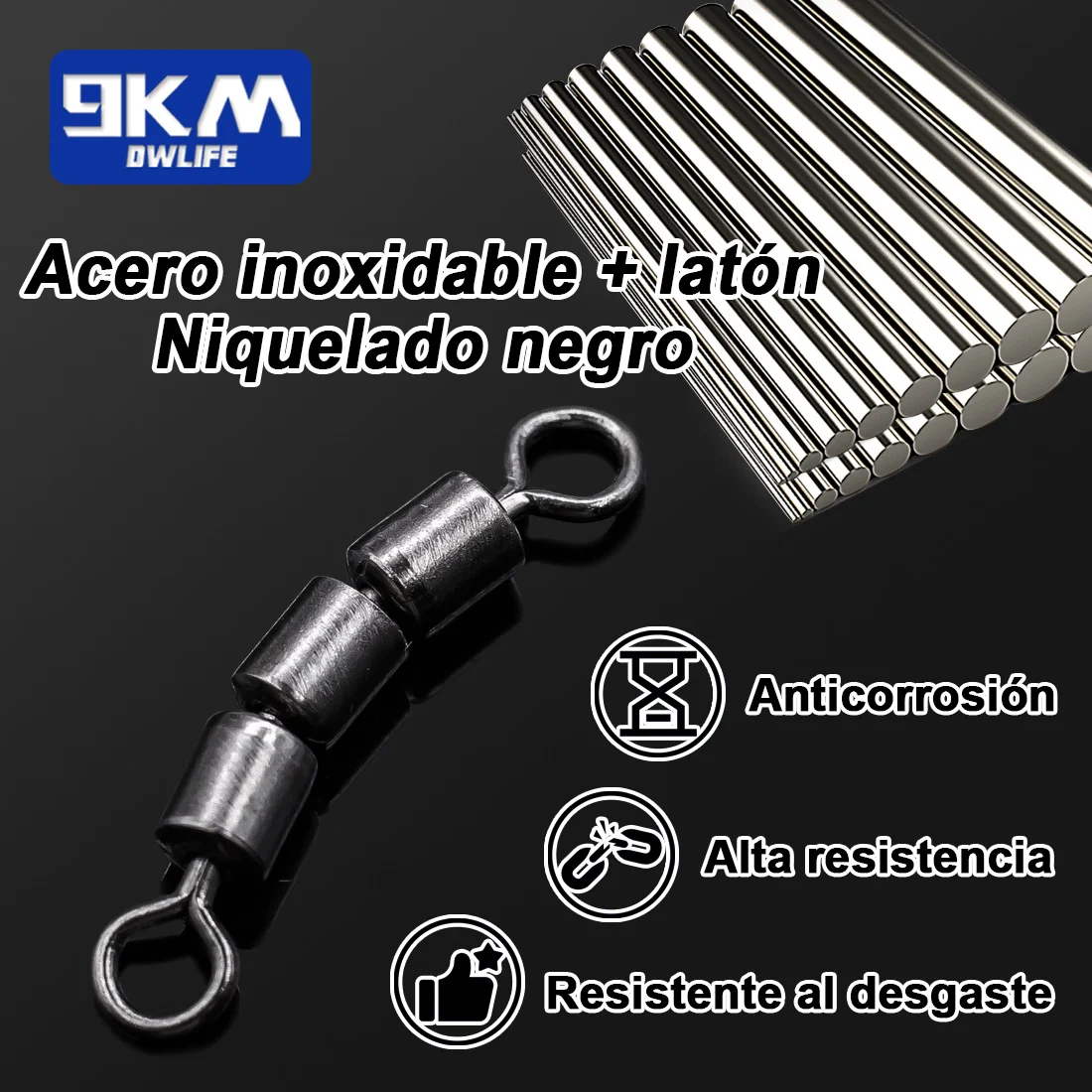 3 giratorios de rodillos 15 ~ 60 uds barril de pesca giratorios de alta velocidad Triple rodamiento Siwvels accesorios de pesca de acero inoxidable - imagen 3