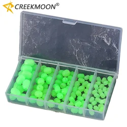 100 Uds. Cuentas flotantes ovaladas de pesca suaves, bolas luminosas de plástico verde claro, tapones nocturnos, cuentas de fregadero brillantes, aparejos de señuelo