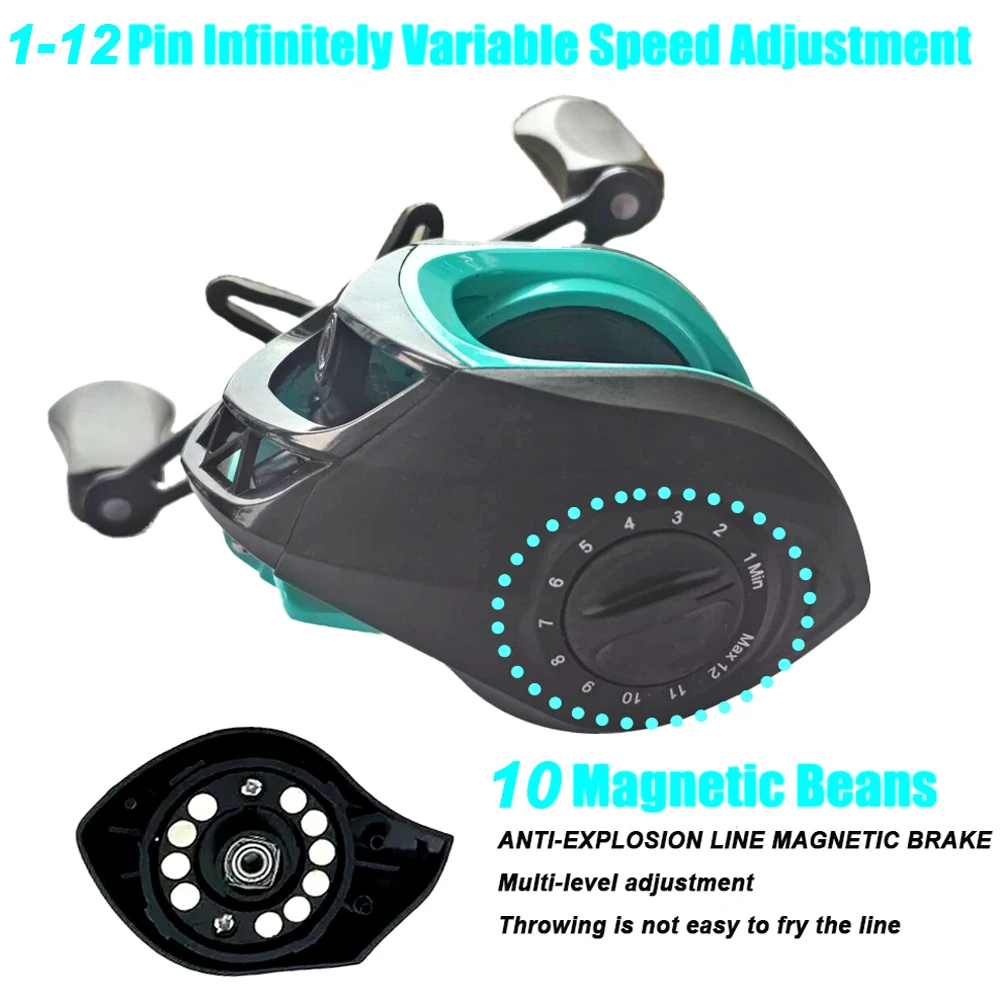 Carretes de Pesca con señuelo ultraligeros, placa de hierro de mar fundido, carretes de Jigging Baitcasting 18 + 1BB, rueda de gota de agua, arrastre máximo de 10KG - imagen 5