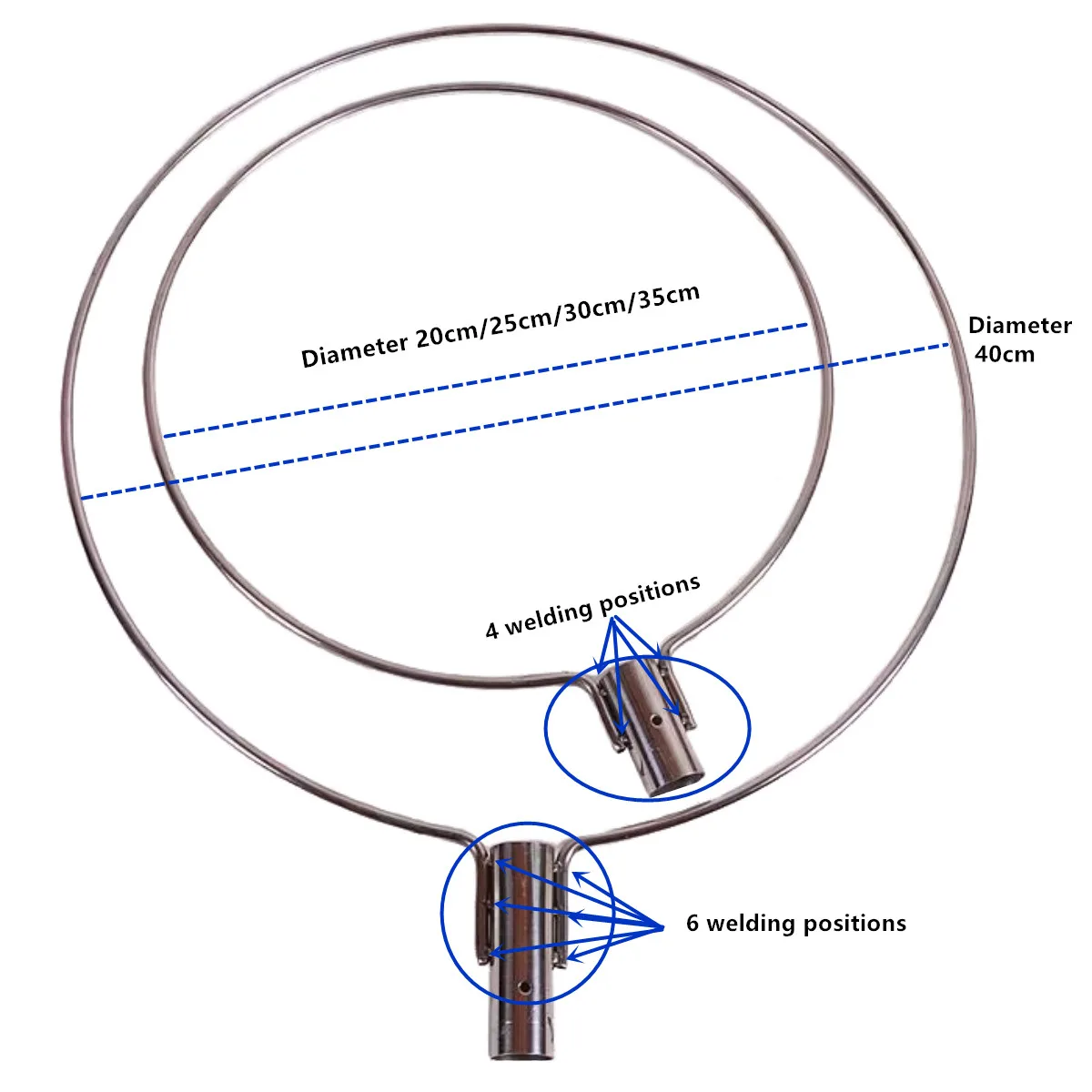 Red De aterrizaje fuerte De acero inoxidable 304, accesorios De red De inmersión De anillo sólido, cabezal De Red Tuck, diámetro De 20cm-40cm - imagen 4
