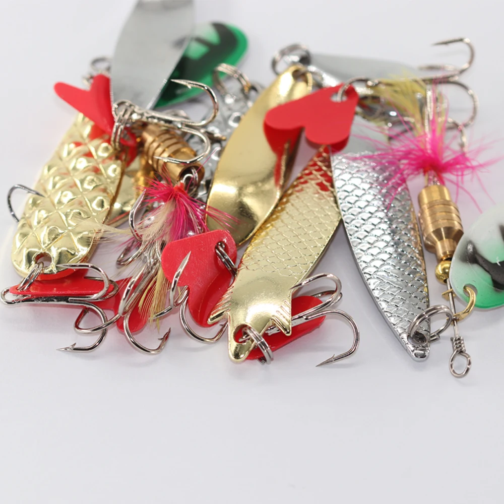 Señuelos de Metal Vib con cuchara, cebo Artificial con gancho de pluma, aparejos de pesca nocturna para perca, Lucio, 5g/6g/6,5g, 7,5g - imagen 5