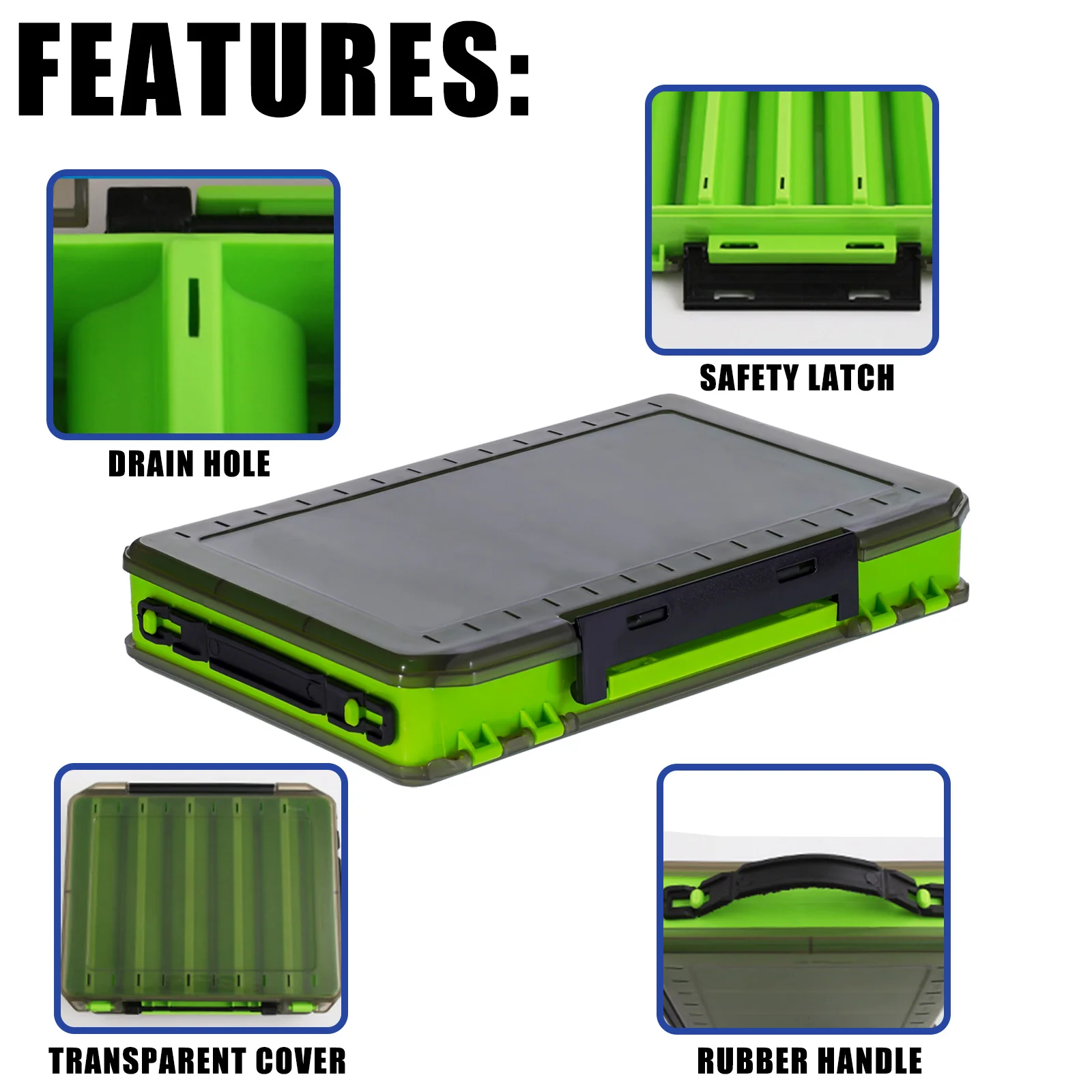 OUYALINE, gran almacenamiento, cajas para anzuelos de señuelo de doble cara, caja de aparejos de pesca, contenedor de cebos, estuche de almacenamiento, accesorios de pesca - imagen 3