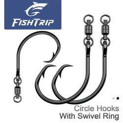 FishTrip Gancho circular de 5 piezas con gran juego giratorio de acero inoxidable, cebo vivo, anillado para agua dulce y salada