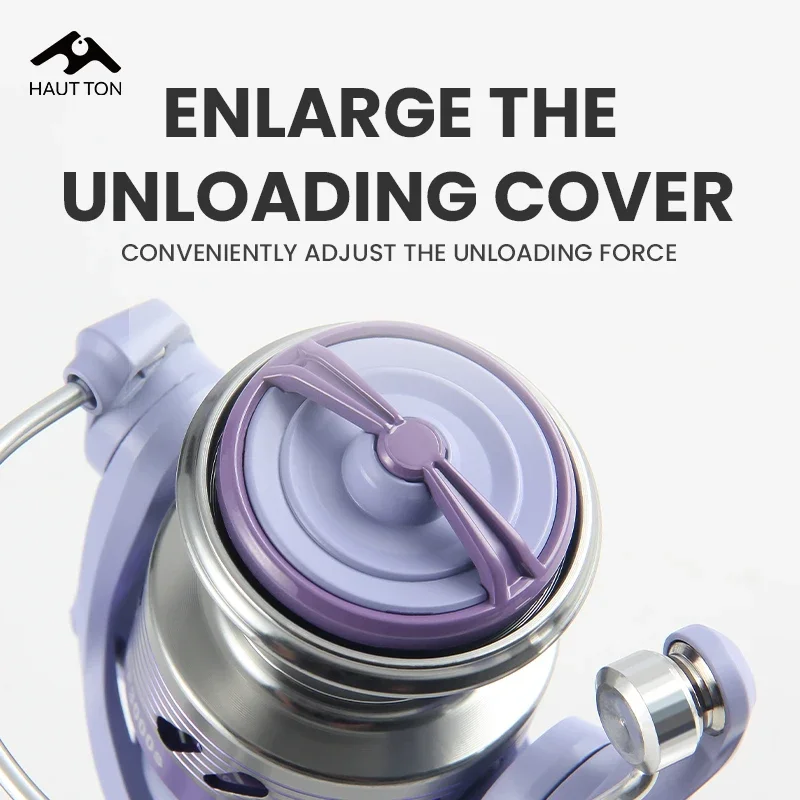 Carrete giratorio púrpura para Halloween, relación de engranaje 5,2: 1, arrastre máximo de 8KG, ambidxioso para pesca al aire libre en agua salada y dulce - imagen 2