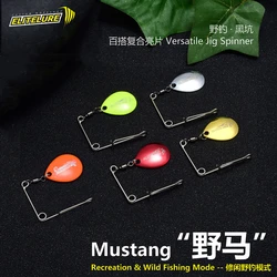 EliteLure Mustang-Cebo duro de lentejuelas, cebo duro compuesto versátil, pesca salvaje de Pit negro para señuelo de lubina con moño rizado, cebo falso