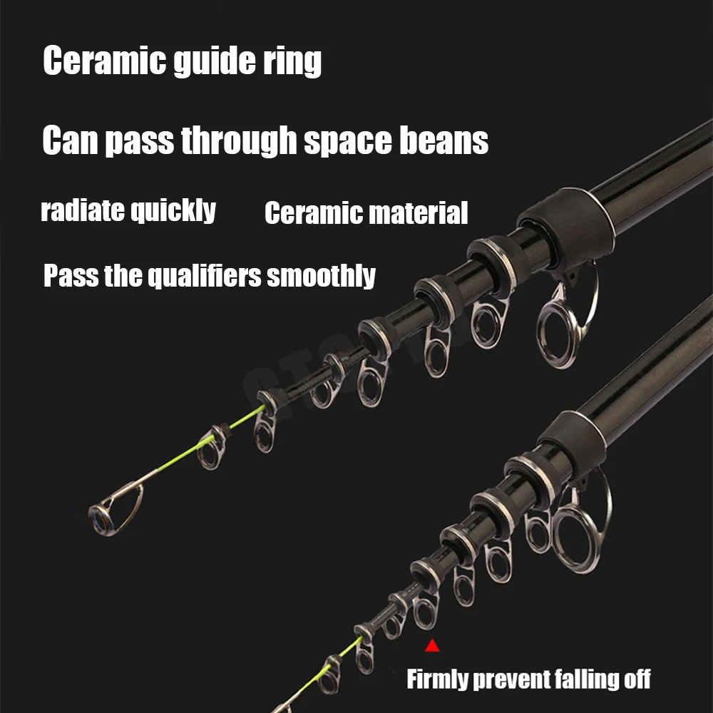 Caña de pescar telescópica en roca, cañas de fibra de carbono de alta densidad, portátiles con bolsa de almacenamiento, cañas de pescar nuevas de 2,4-5,4 m 30T - imagen 3