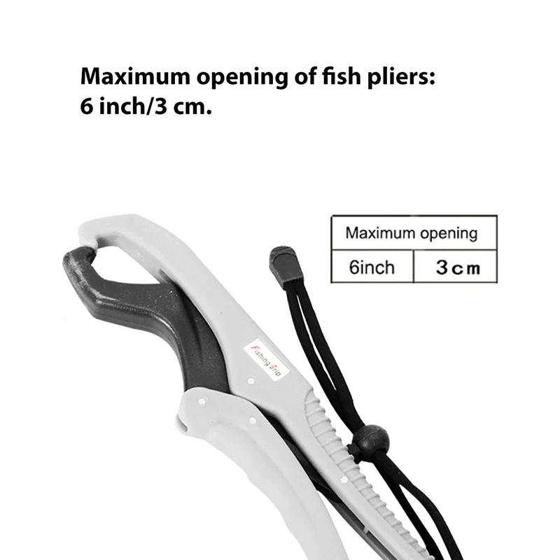 Pinza de labio de pescado de 6 pulgadas, agarre de labio de plástico blanco ABS con cuerda ajustable, alicates de pesca, controlador flotante, herramientas de pesca, aparejos - imagen 2