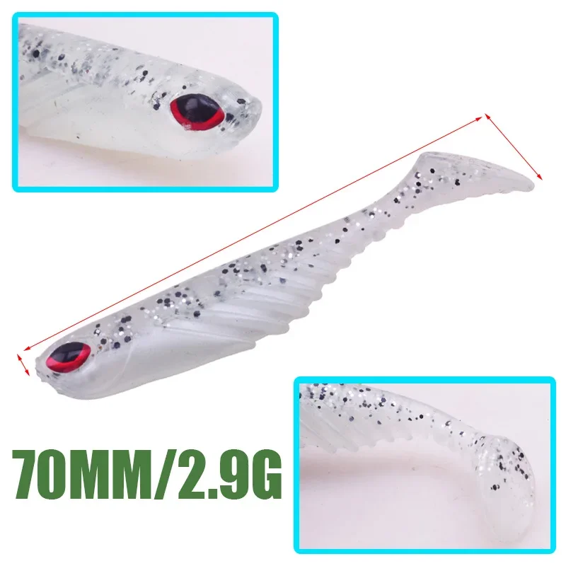 5 uds 7cm 2,9g Jig Wobblers Señuelos de Pesca Easy Shiner Swimbait cebo suave de silicona doble Color carpa cebos blandos artificiales - imagen 2