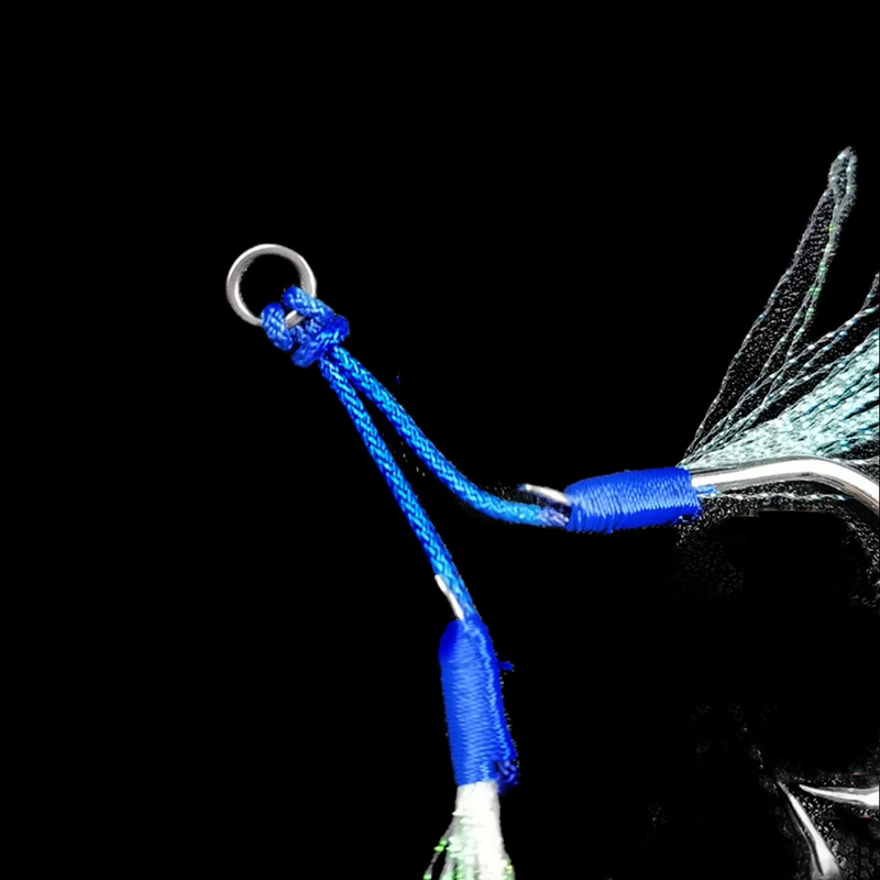 Anzuelos de doble asistencia para pesca de Jigging lento, pluma de pesca, señuelo de fundición de plantilla lenta, anzuelo de púas de pesca en el mar, 2 pares/lote - imagen 5