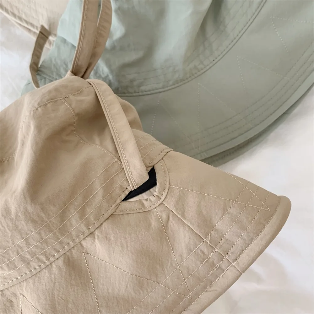 Sombrero de pescador de cuerda cortavientos informal, sombrilla fina con cordones, sombrero de lavabo, gorra de cubo con lazo de Color sólido para exteriores - imagen 5