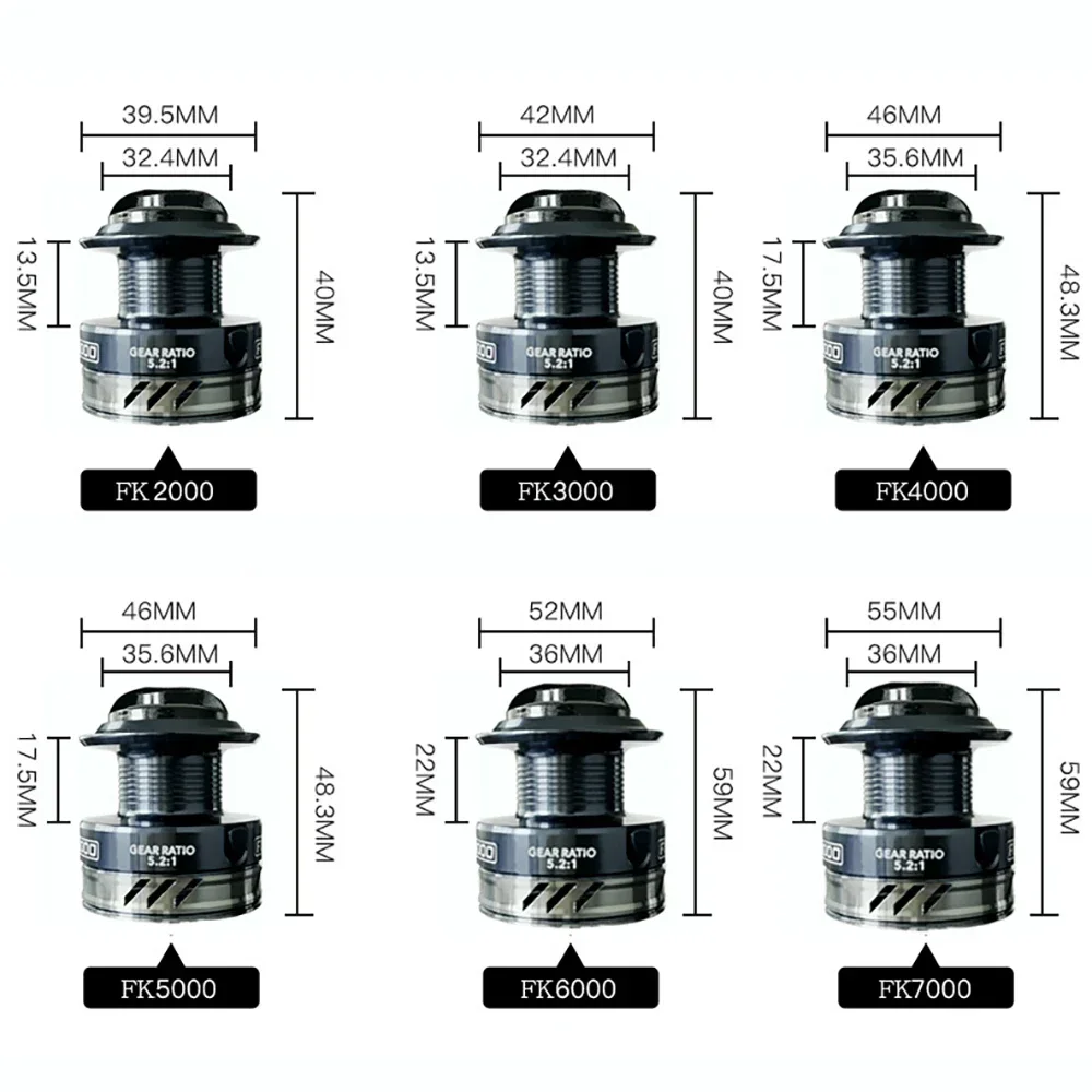 Carrete de pesca giratorio de alta resistencia, serie 2000-7000, relación de engranaje 5,2: 1, rueda de Jigging de agua salada, arrastre de tracción grande de 8KG para toda el agua - imagen 5