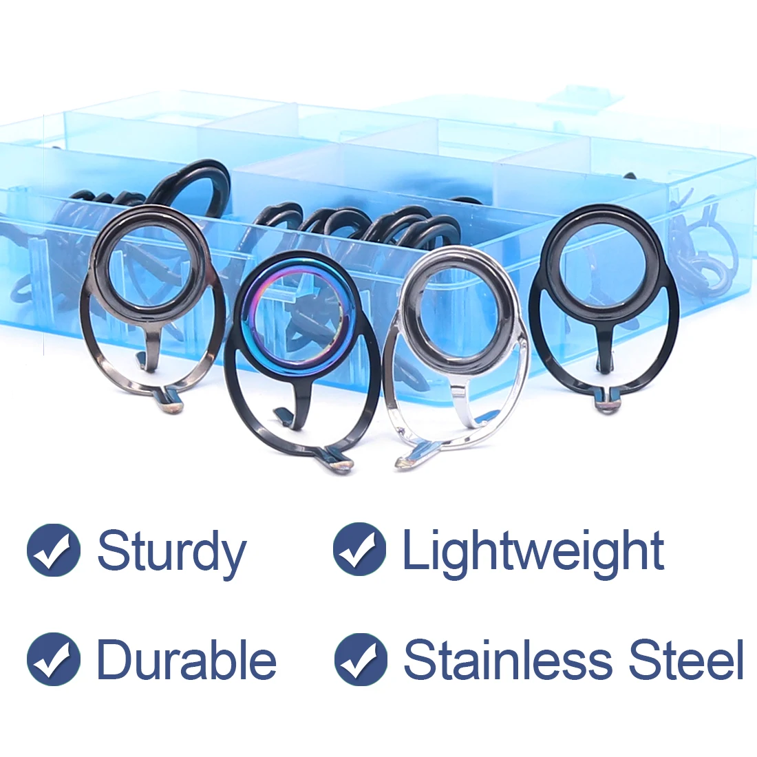 FishTrip-Kit de reparación de guías de caña de pescar, guía de doble pie, marco de acero inoxidable para reemplazo de construcción de caña giratoria/fundida - imagen 5