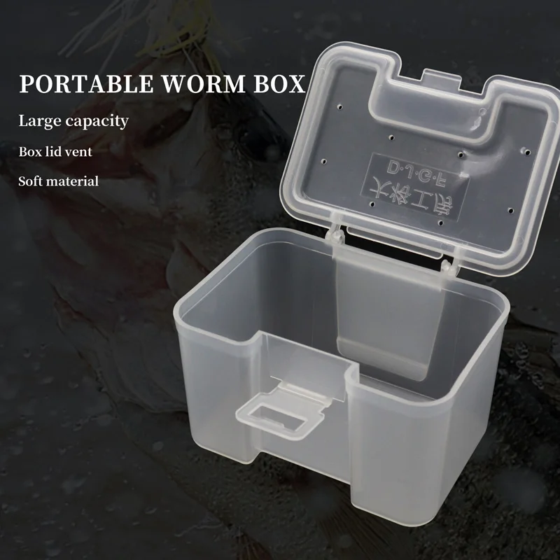 ZYZ-caja de almacenamiento de cebo vivo, señuelo de pesca transparente, versos de tierra, Estuches de almacenamiento de gusanos rojos, caja Livebait portátil, accesorios de pesca - imagen 3