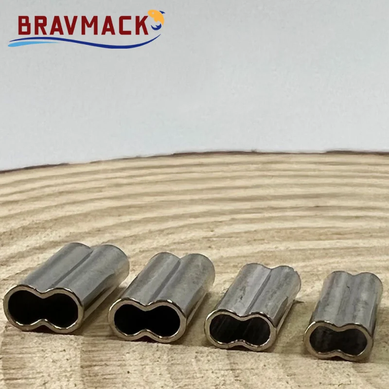 50 Uds. Conector de manguitos de prensado de tubo de pesca de cobre doble para accesorios de aparejo accesorios de pesca