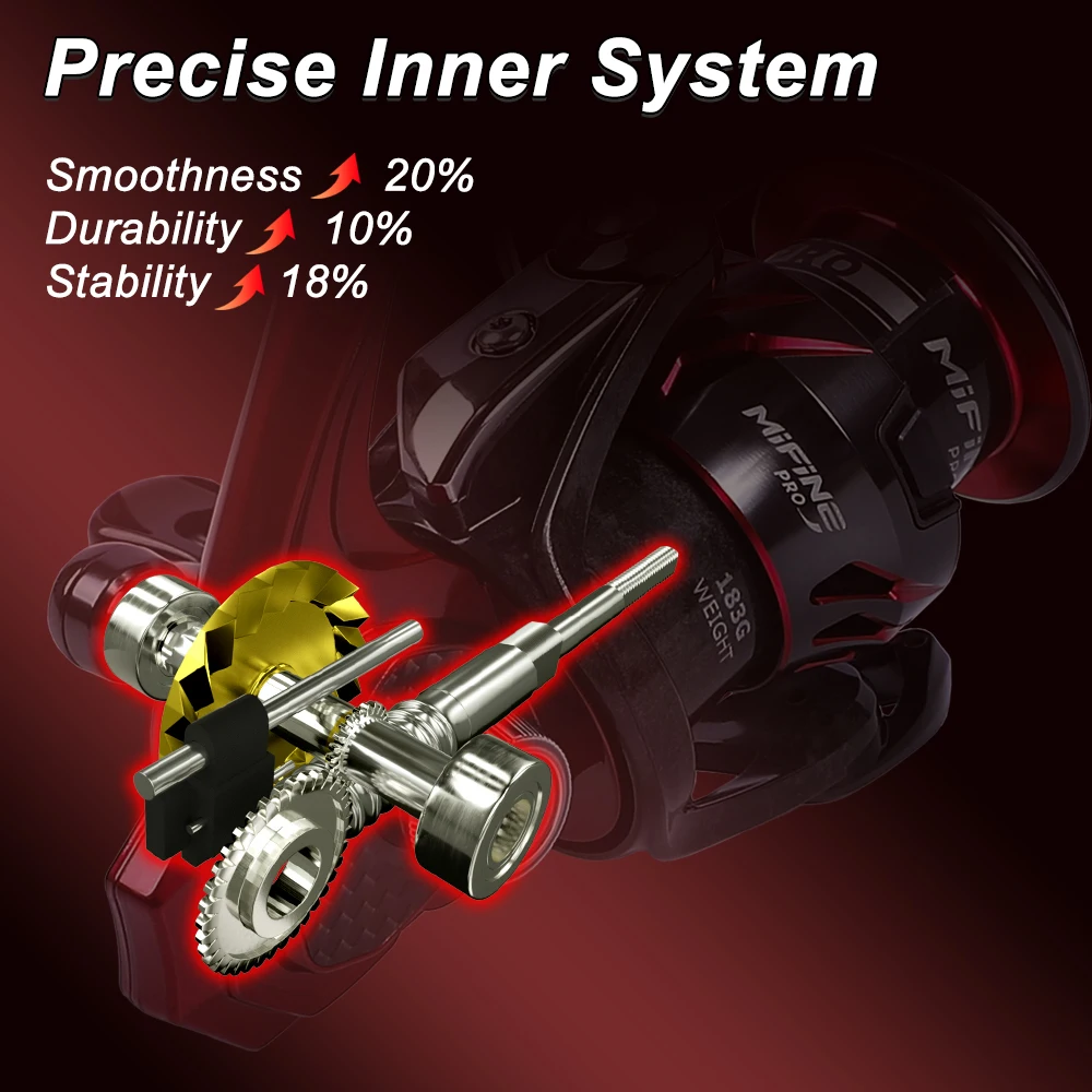 Carrete de pesca Mifine Marshall Pro, carretes giratorios ligeros 5,2: 1 BB 7 + 1 arrastre máximo 5,5 kg para pesca de trucha, agua salada y dulce - imagen 3