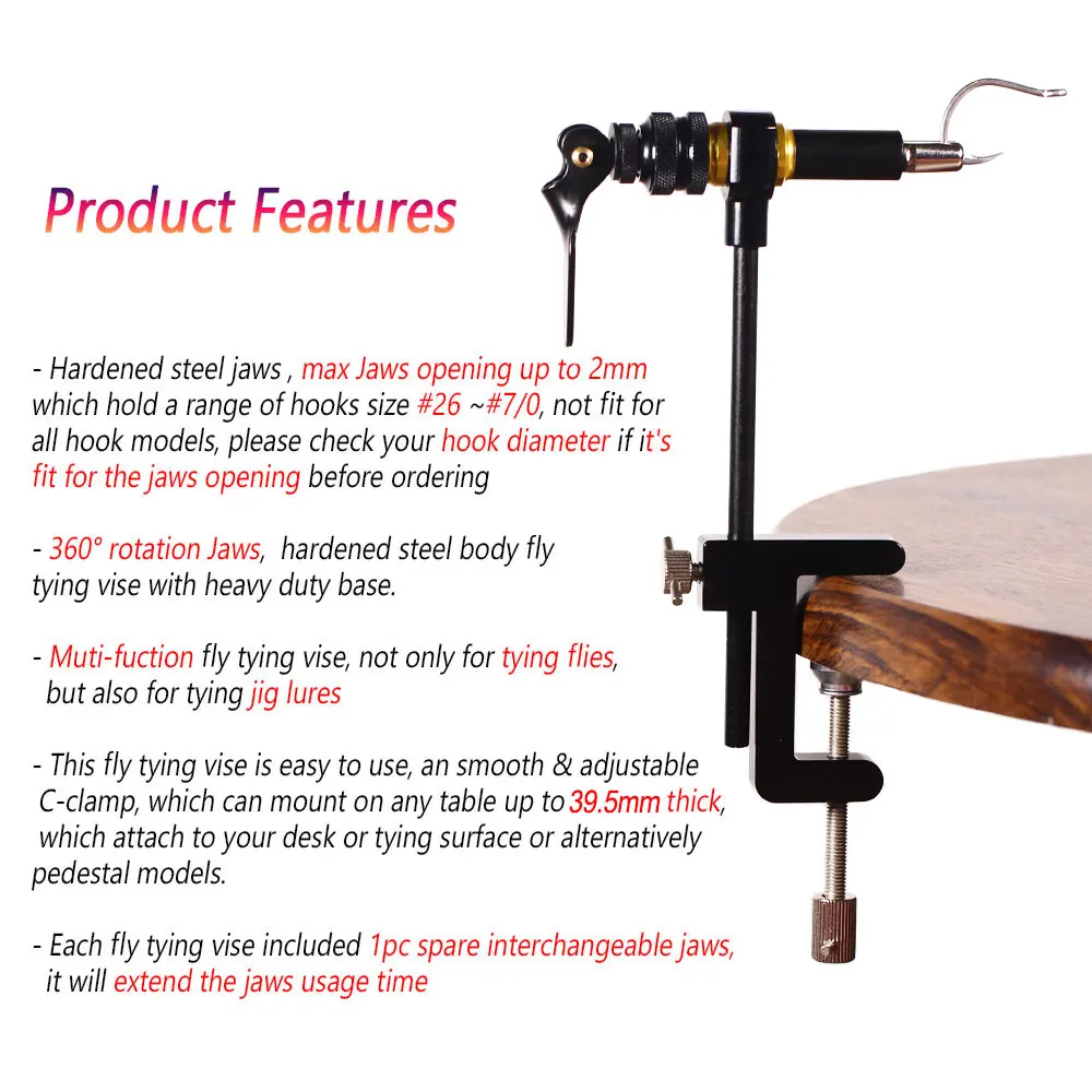 Bimoo-tornillo de acero endurecido para atar moscas, herramienta para hacer señuelos, soporte de bobina, enhebrador, rotación de 360 °, 200D - imagen 4