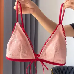 Bikini de rayas con lazo – Ajustable con escote V profundo, dos piezas
