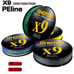 Línea de pesca de agua dulce y salada de 9 hebras, multifilamento de 100M-500M, pesca de carpa, alambre trenzado japonés, accesorios de pesca, línea de PE