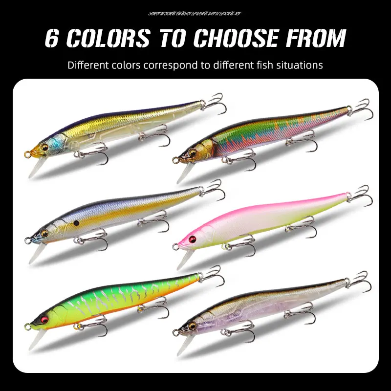FUNCIONES MAGICES 110mm 13,8g Señuelos de Pesca Minnow Wobbler Bass suministros nuevo suspendido Jerkbait perca cebos duros señuelo cebo Artificial - imagen 5