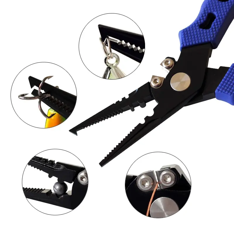 ILure-Alicates de Pesca de acero inoxidable, abrazadera de anillo dividido, cortador de línea de hoja de acero de tungsteno, herramienta de aparejos de Pesca multifunción - imagen 4