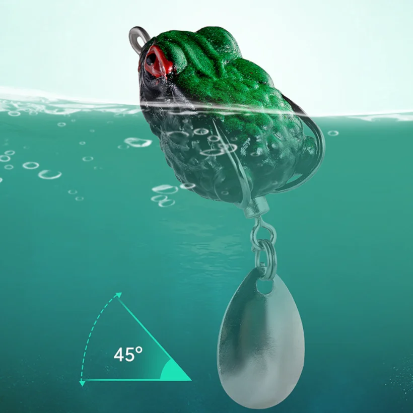 Cebos de pesca blandos de silicona biónica de rana trueno, 2,5 cm, 3g, Wobblers de agua superior, cebo Artificial para lubina, herramientas de pesca de bagre - imagen 4