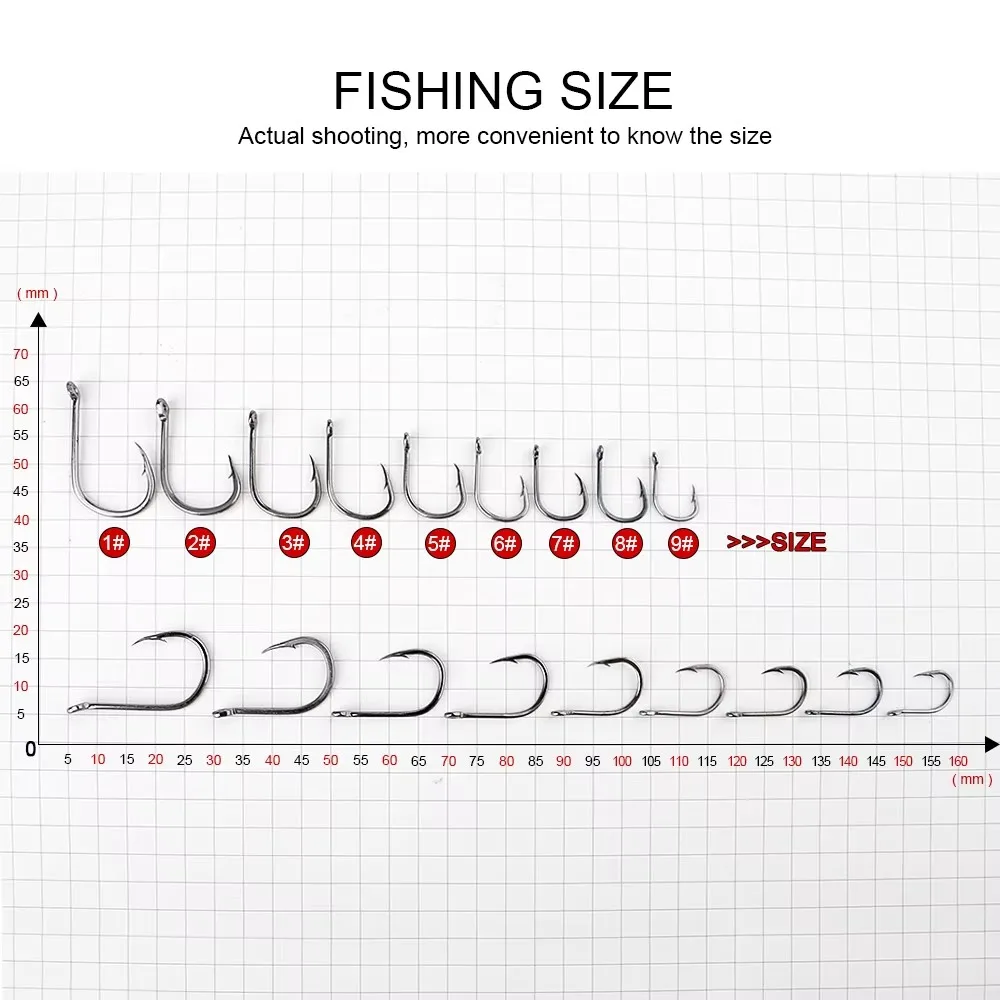 NGB 50 Uds Size1-Size10 ISEAMA anzuelo de pesca anzuelo de púas alimentador de carpa Anzol anzuelo aparejos de pesca anzuelos Jig pesca - imagen 5