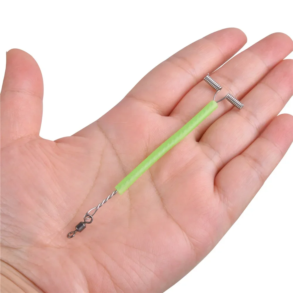 Brazo de alambre fluorescente para pesca en el océano, 10 Uds., con línea cruzada giratoria, cuentas luminosas en forma de T, aparejos de aparejo de equilibrio de acero inoxidable de 7cm - imagen 3