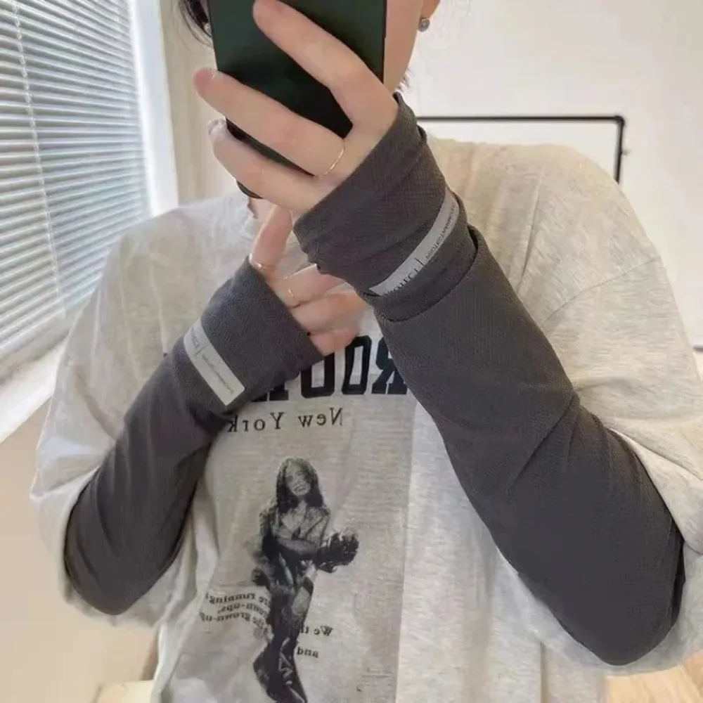 Nuevo Mangas de brazo de seda de hielo, protección UV transpirable, guante de brazo largo, Protector de mano antideslizante suelto, Cove para conducir - imagen 2