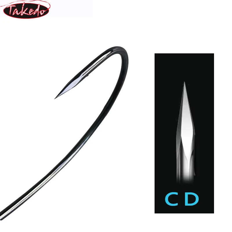 TAKEDO 20 piezas 9003 CD anzuelo de pesca con manivela de níquel negro 5/0 - 1 #   3X fortalecer anzuelo de gusano cebo de Jigging Texas Rig carpa lubina anzuelo - imagen 4