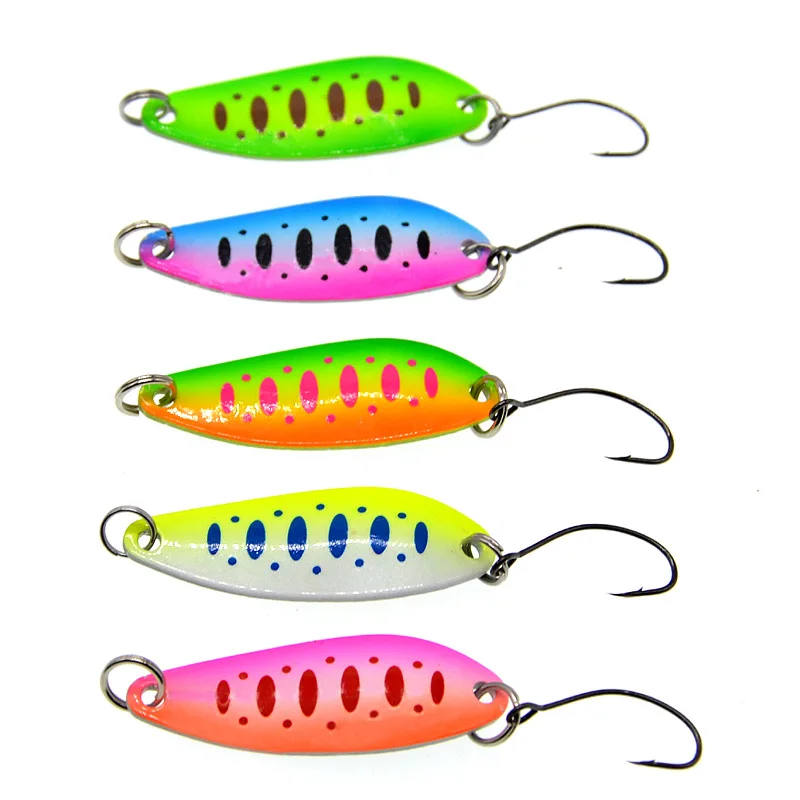 Cuchara de pesca de metal duro, cebo de 4CM, 5g, señuelo falso colorido, aparejos de pesca giratorios, cebo wobbler, 1 Uds. - imagen 3