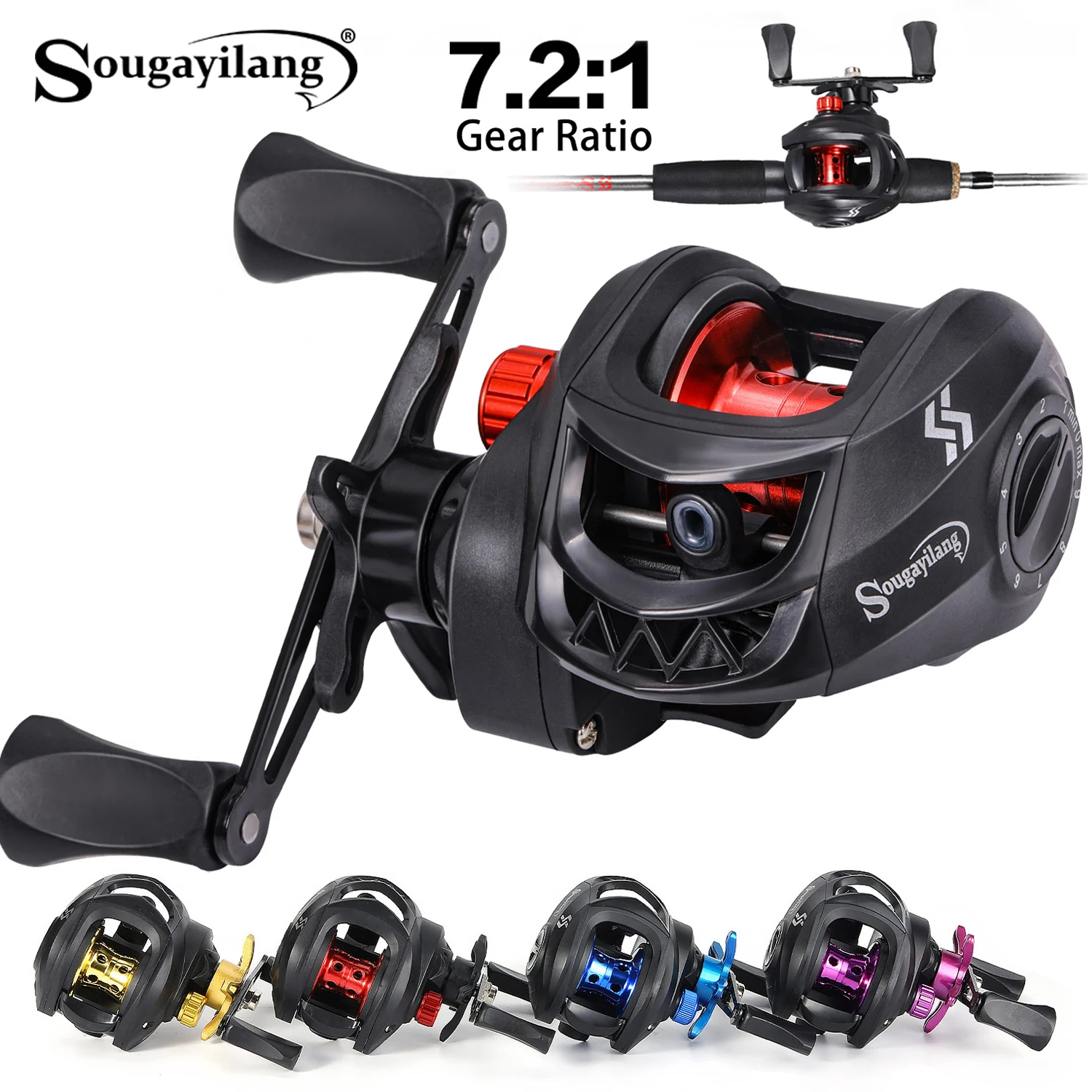 Carrete Baitcasting Sougayilang aluminio freno magnético arrastre - imagen 3