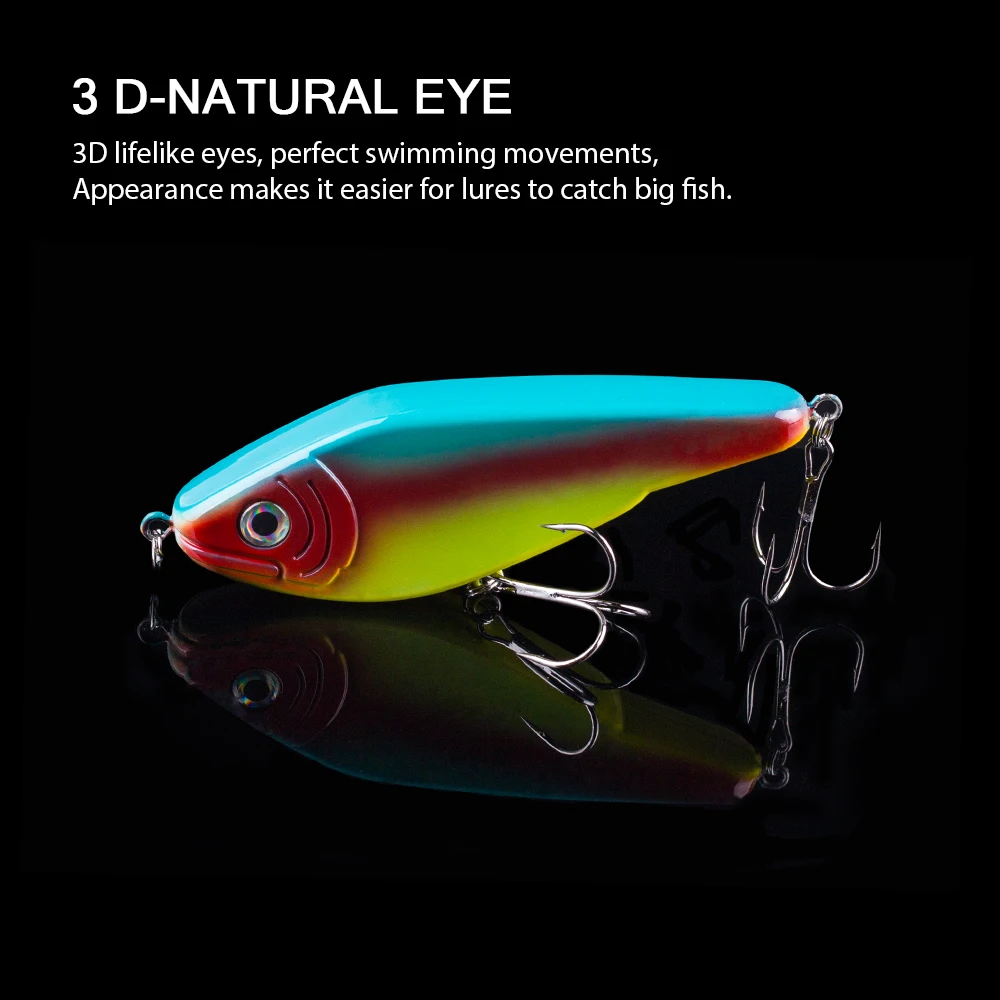 Hanlin-Señuelos de Pesca de lubina de hundimiento lento, aparejos de pesca de agua dulce, Jerkbait musky pike slider, 120MM, 52G - imagen 5