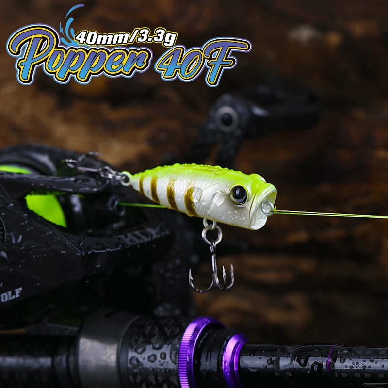 Señuelo de pesca TSURINOYA 40F Popper 40mm 3,3g CATCHER Artificial perro caminar acción cebos duros flotantes para lubina Ajing modelo Topwater - imagen 5