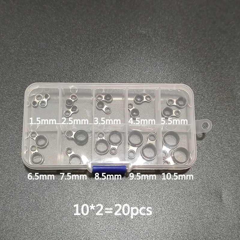 20 piezas/75 unidades por lote, anillo guía para caña de pescar en roca, 1,5mm-16,5mm, ojo guía, caña de pescar telescópica, Kit de reparación DIY, accesorios para aparejos B629 - imagen 2